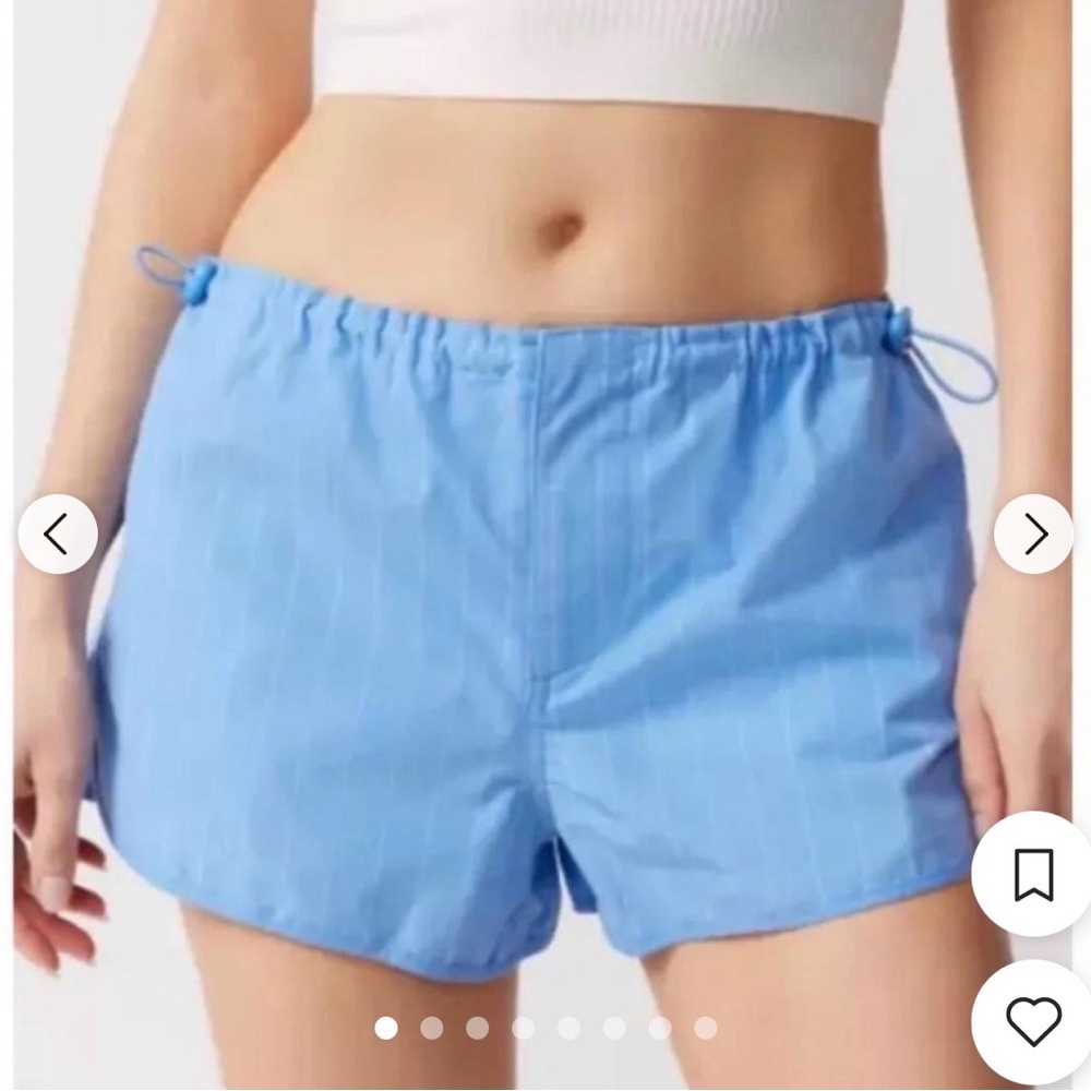 New Urban Outfitters Avery Poplin Blue & White Stripe Cotton Drawstring Short